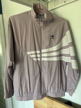 adidas Mauve Windbreaker Jacket with White Stripes